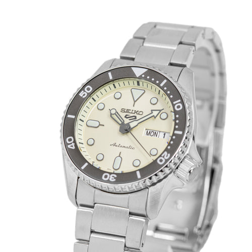 Seiko 5 Sports SKX Automatic Cream Dial Silver Steel Strap Watch For Men - SRPK31K1 - Image 2